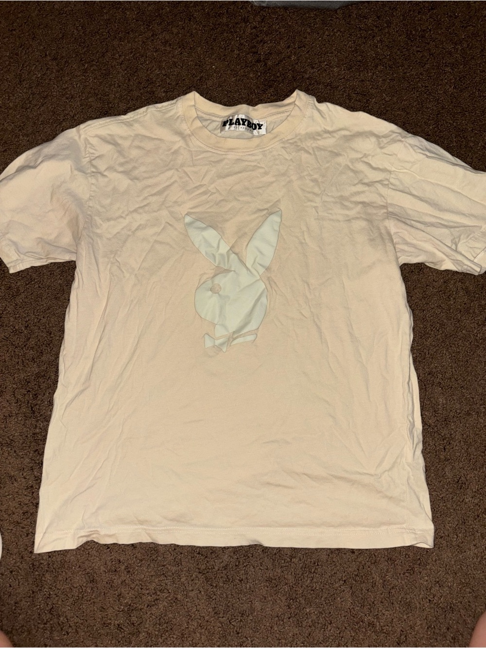 PLAYBOY Cream Short-Sleeve Tee with Subtle Logo